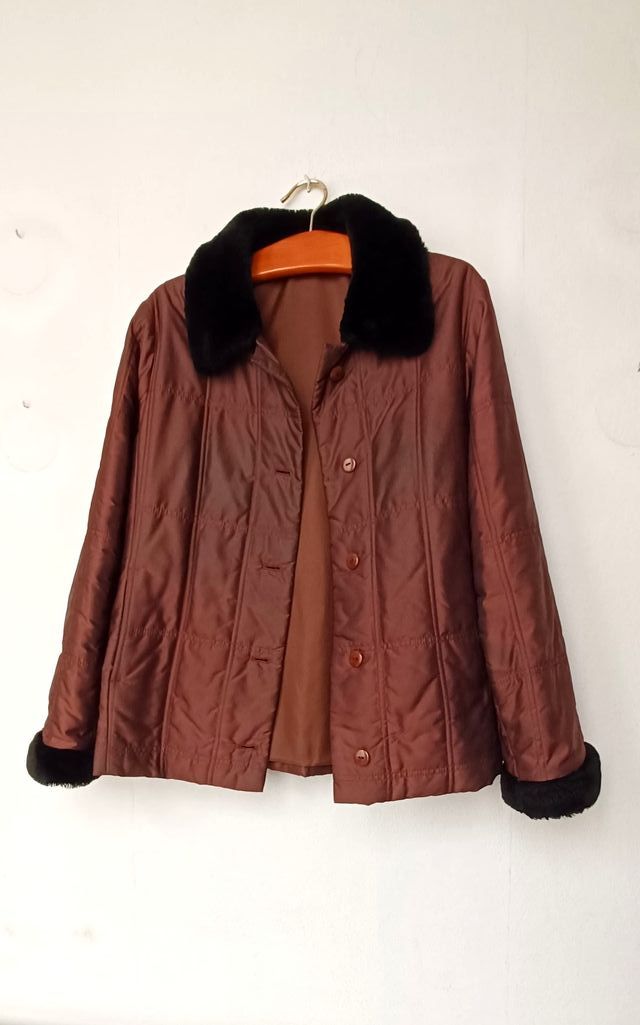 Chaqueton Acolchado Cuello Piel T40