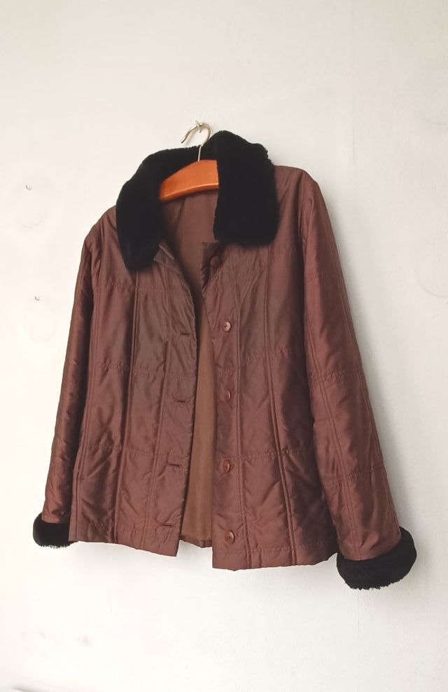 Chaqueton Acolchado Cuello Piel T40