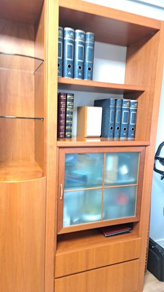 Mueble  madera maziza libreria salón cerezo