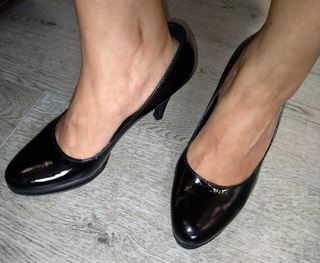 Scarpe décolleté vernice nera vera pelle