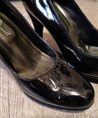 Scarpe décolleté vernice nera vera pelle