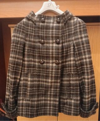 Cappotto con cappuccio fantasia scozzese