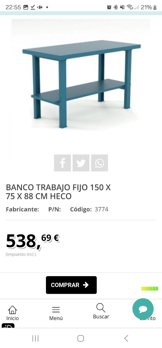 Mesa banco trabajo heco