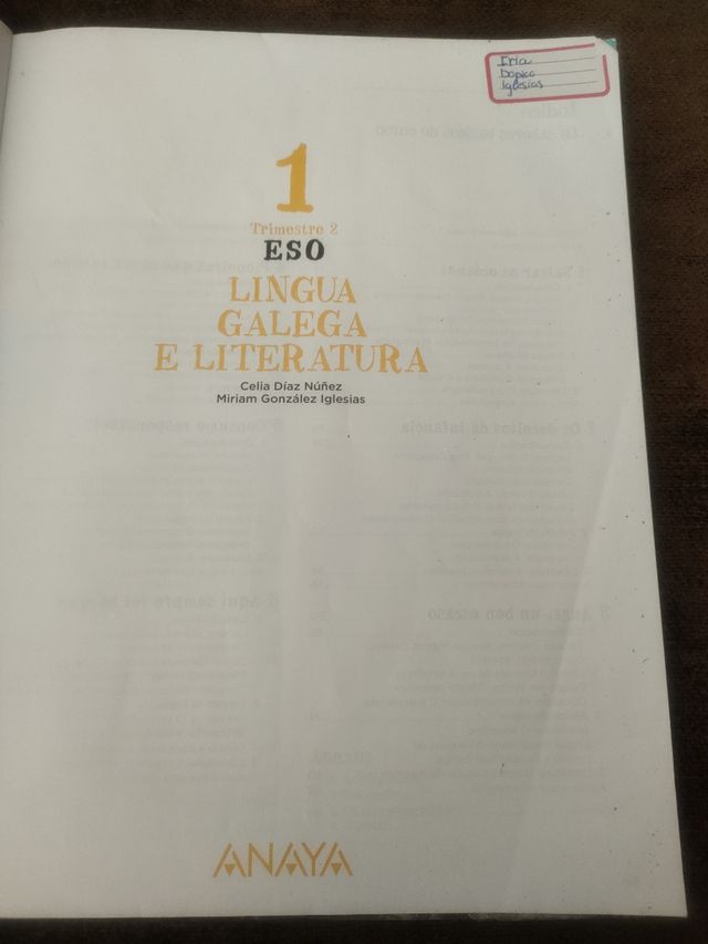 Lengua galega e literatura 1°ESO