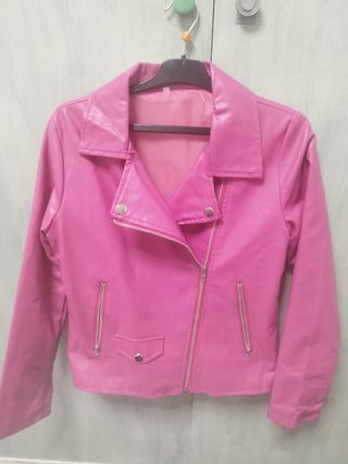 Cazadora Cuero fucsia