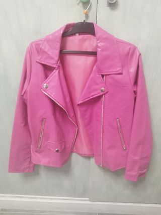 Cazadora Cuero fucsia