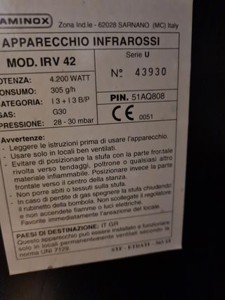 Stufa gas LAMINOX IRV 42 365