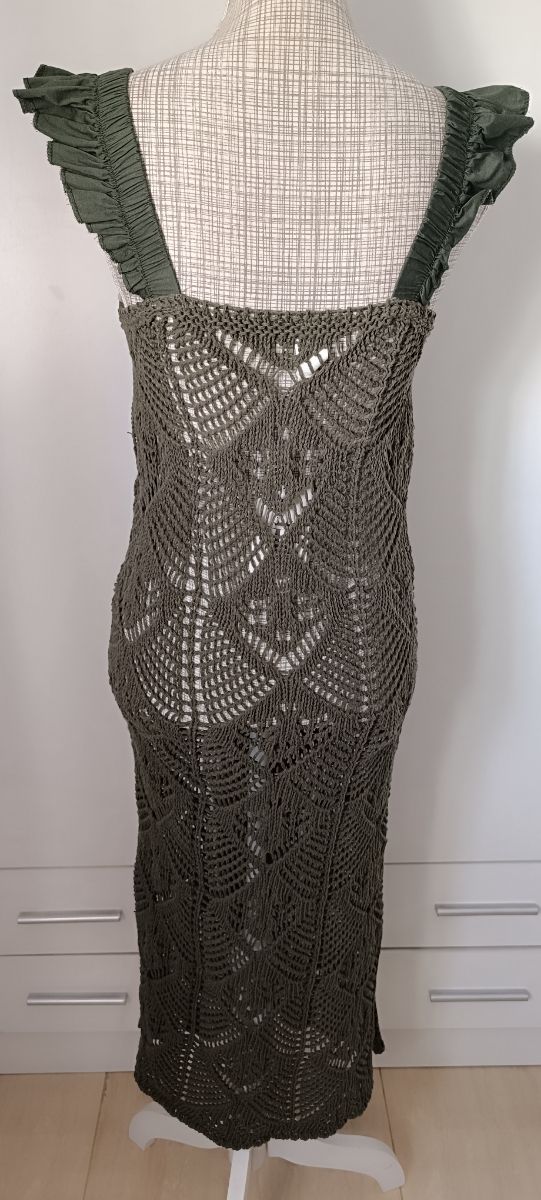 Vestido crochet verde caqui