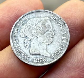 Moneda PLATA 40 Cent Escudo 1868 Madrid ISABEL II