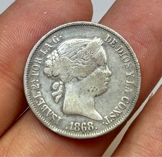 Moneda PLATA 40 Cent Escudo 1868 Madrid ISABEL II