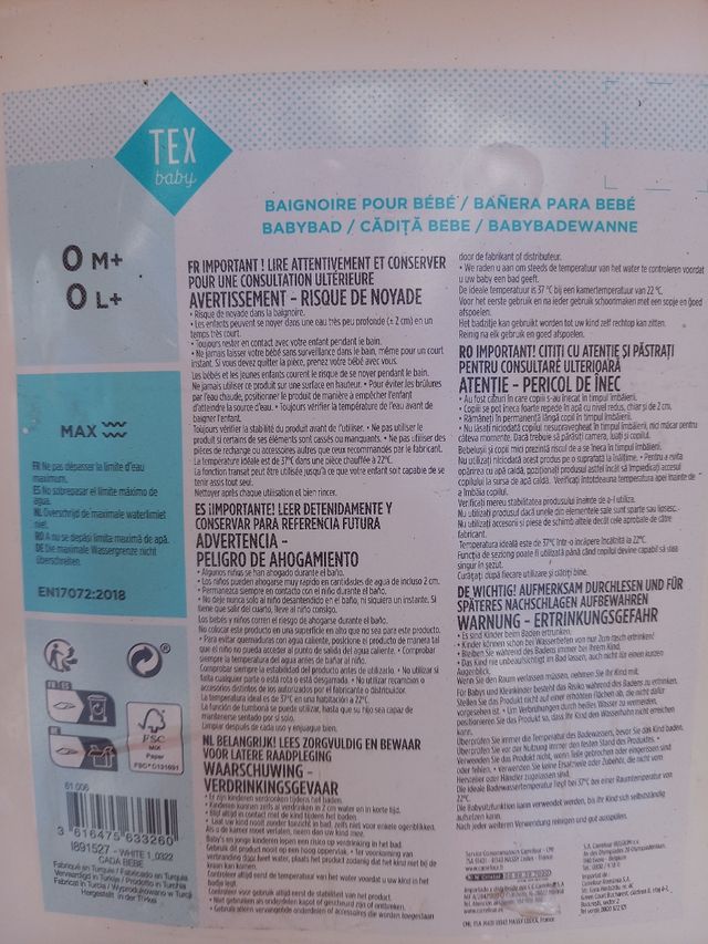 Bañera para bebé sin estrenar