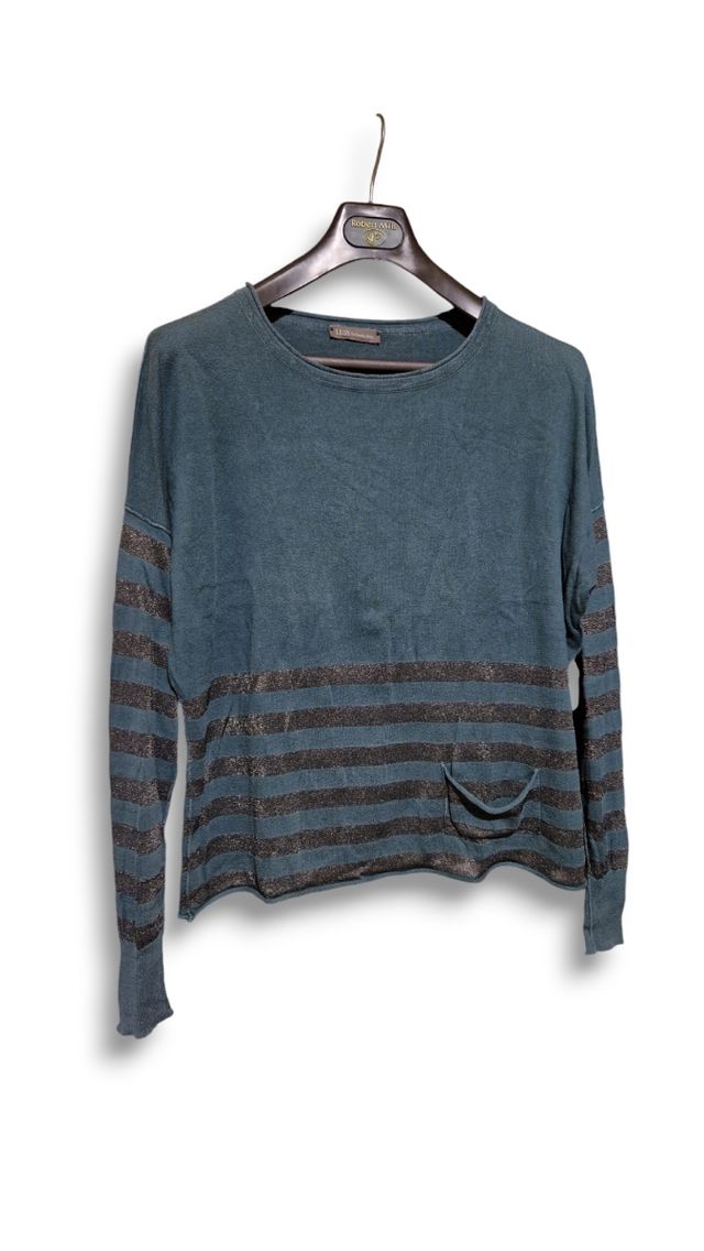 Pullover verde righe lurex