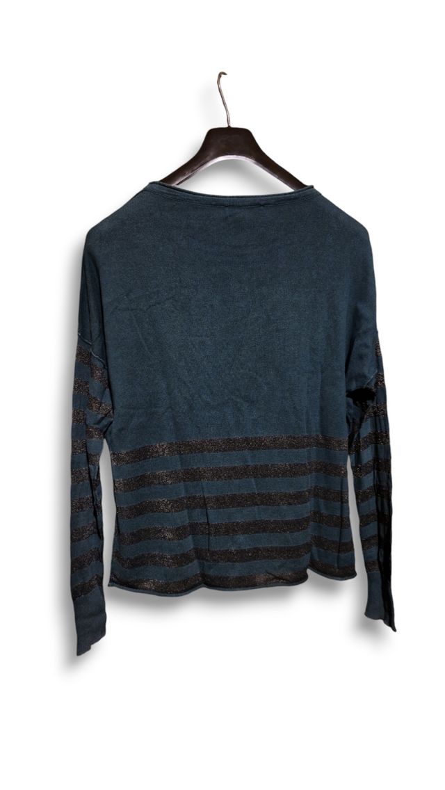 Pullover verde righe lurex