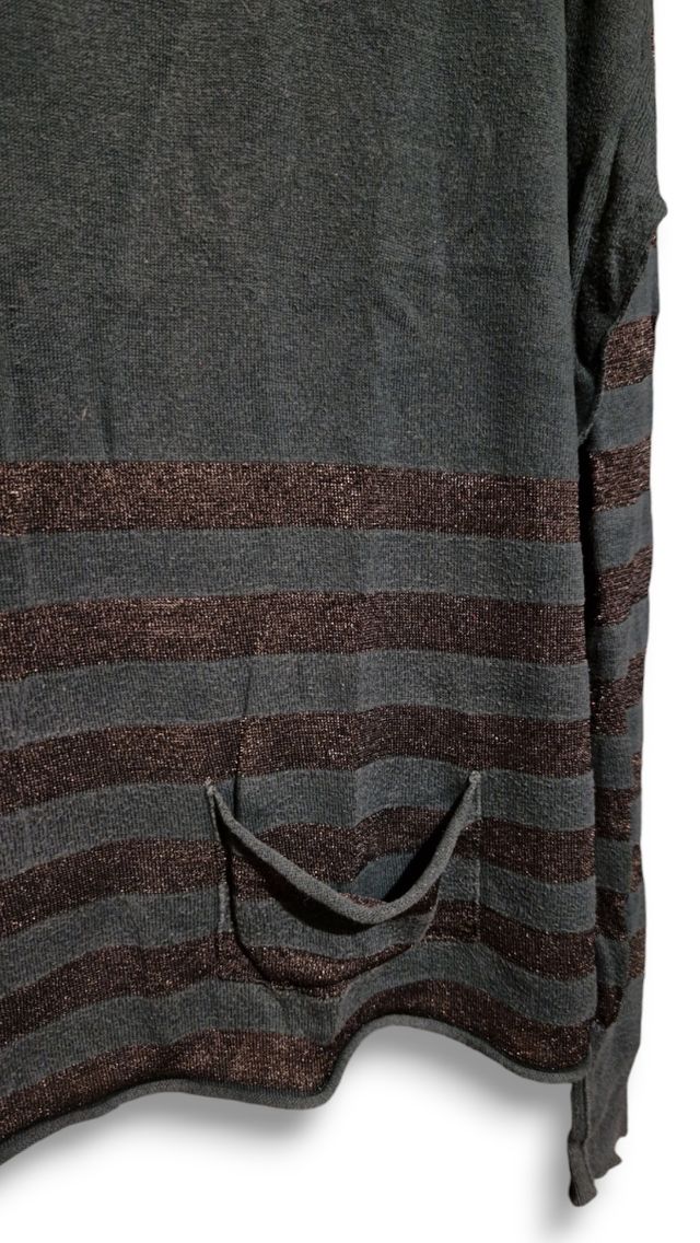 Pullover verde righe lurex