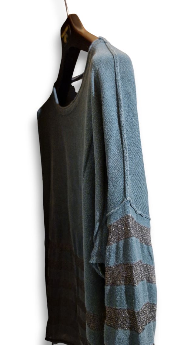 Pullover verde righe lurex