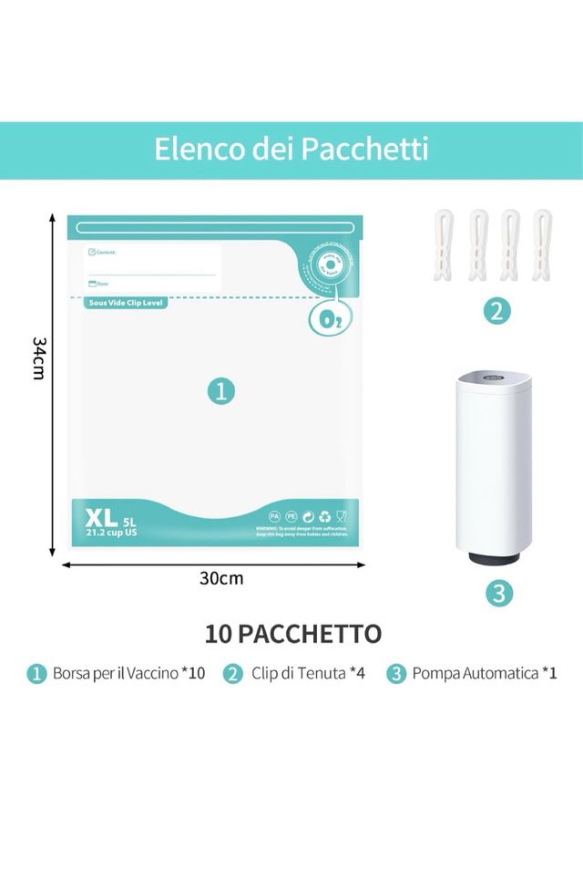 Sacchetti per filameti 3D con pompa elettrica
