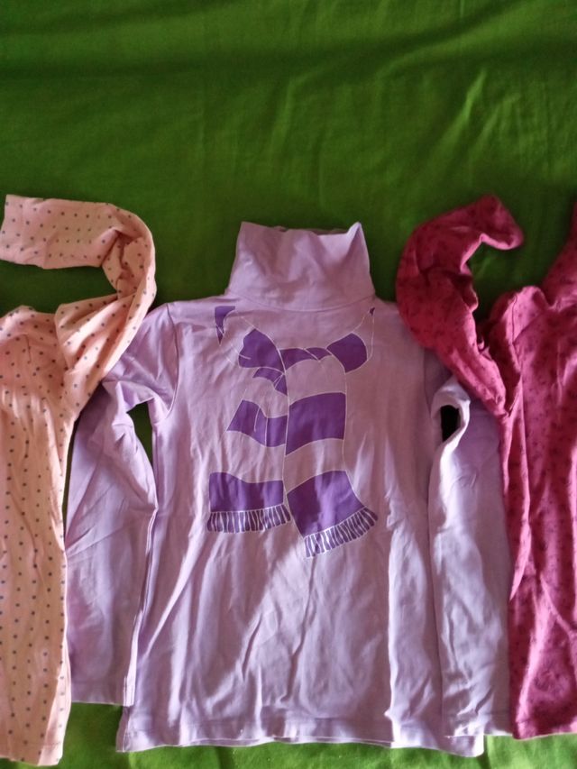 Lote3 camisetas cuello alto niña t 7 10eu/8