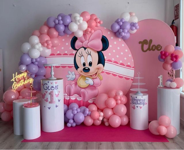 Decoracion globos Minnie bebe
