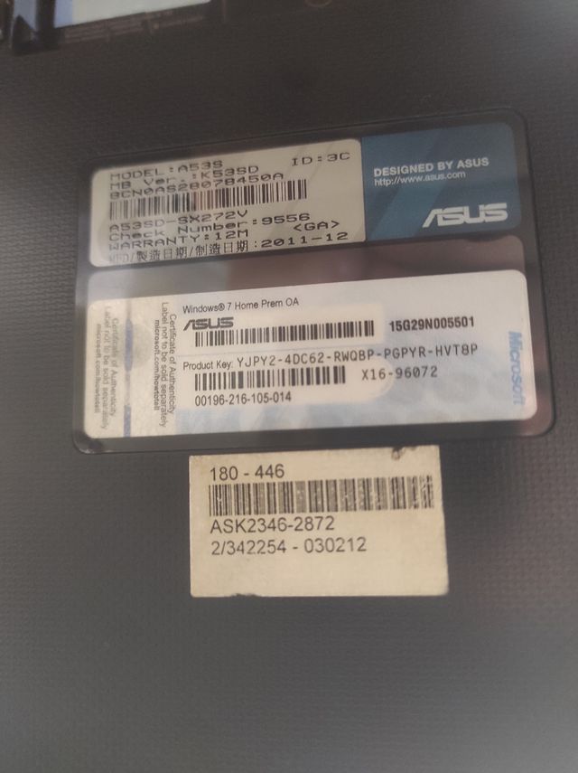 Portátil Asus A53S