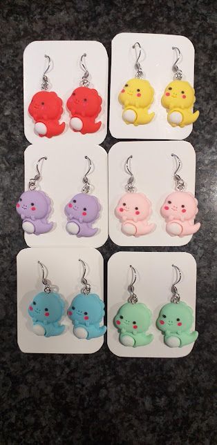 Pendientes de resina dinosaurio