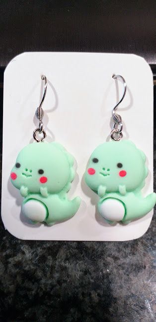 Pendientes de resina dinosaurio