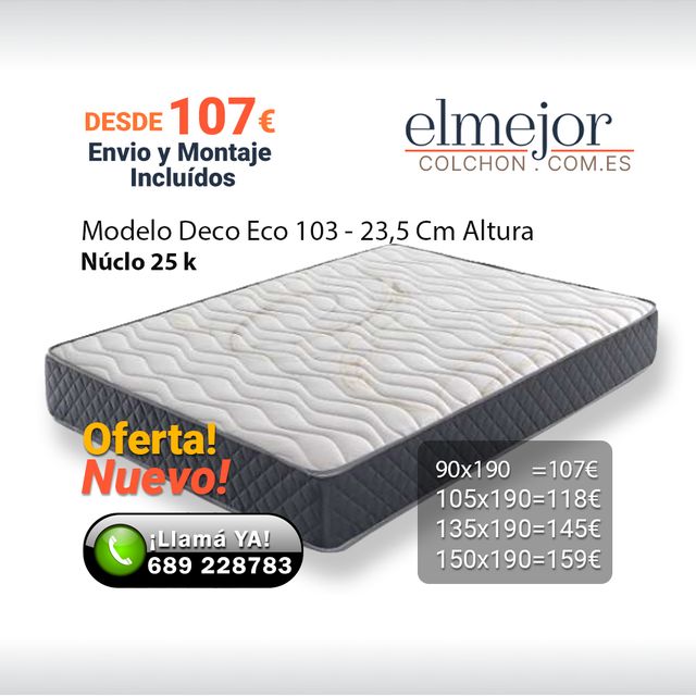 Colchón Hr + Visco 23 Cm Oferta Nuevo Envió Gratis