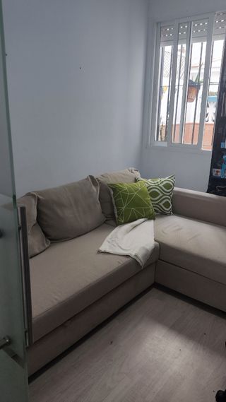 Sofá gris con chaislonge canapé, ikea
