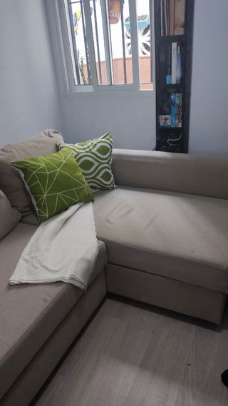 Sofá gris con chaislonge canapé, ikea
