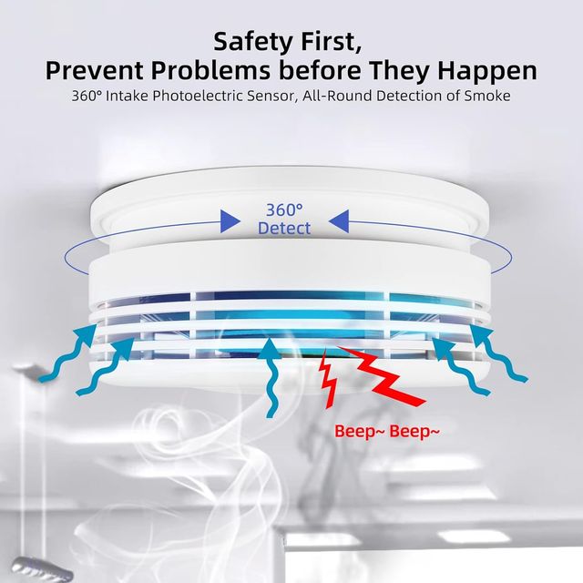 3pcs Detector de Fumo, Detector de Incêndio+Sensor