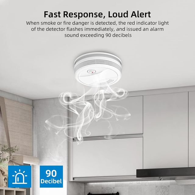 3pcs Detector de Fumo, Detector de Incêndio+Sensor