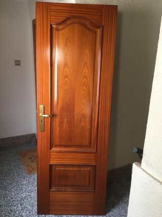 Puerta ciega de madera maciza en sapelly 