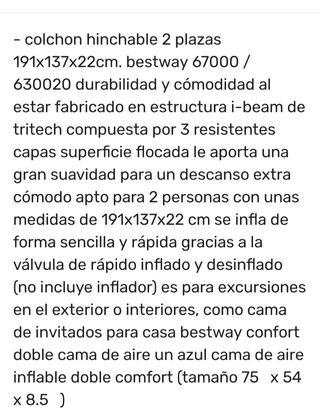 Colchón hinchable matrimonio 