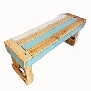 Bancos de madera estilo rustico turquesa