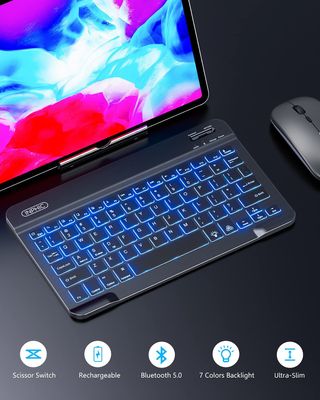 Teclado Bluetooth retroiluminado, + Descuento