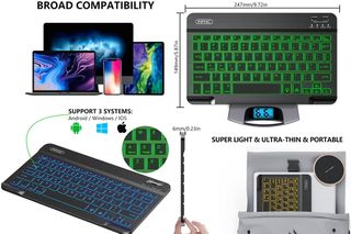 Teclado Bluetooth retroiluminado, + Descuento