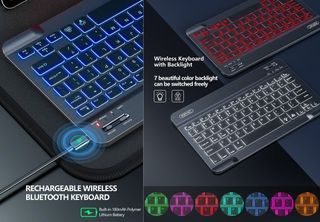 Teclado Bluetooth retroiluminado, + Descuento