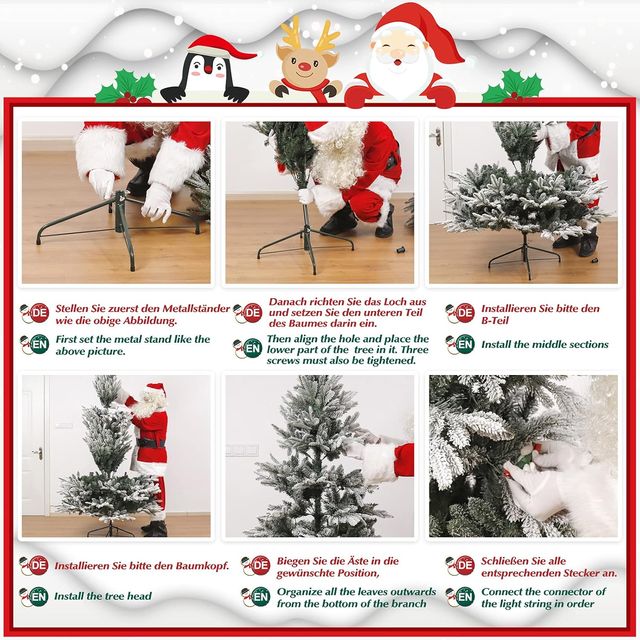 Árvore de Natal nevada com LED Yorbai 180cm