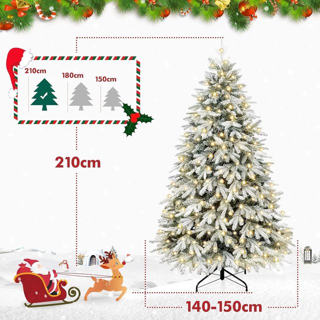 Árvore de Natal nevada com LED Yorbai 180cm