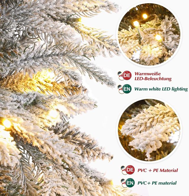 Árvore de Natal nevada com LED Yorbai 180cm