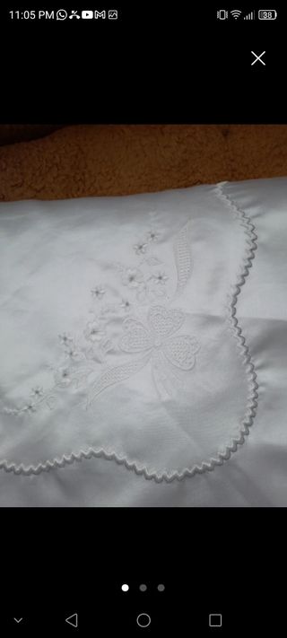 Sabanas nuevas de raso blancas bordadas