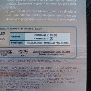 Película Alatriste en DVD