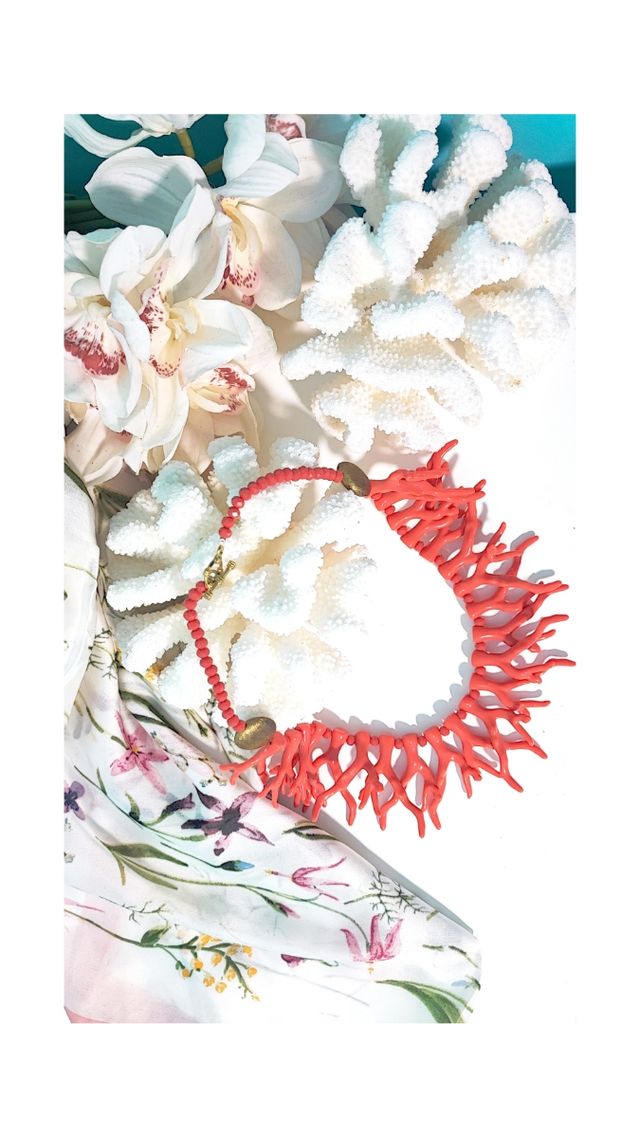 🦀 Collar artesanal imitación coral 🦀