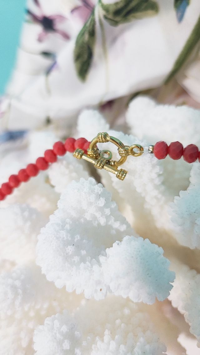 🦀 Collar artesanal imitación coral 🦀