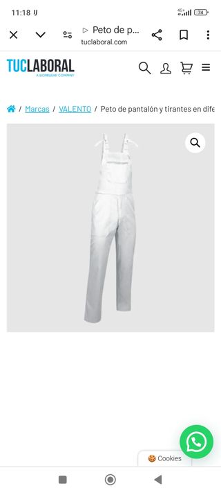 Peto blanco talla S