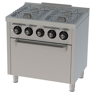 Cocina 4 fuegos más horno profesional