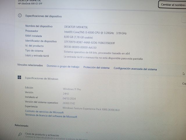 HP EliteDesk 800 G3 SFF i5 6500 8GB SSD Excelente