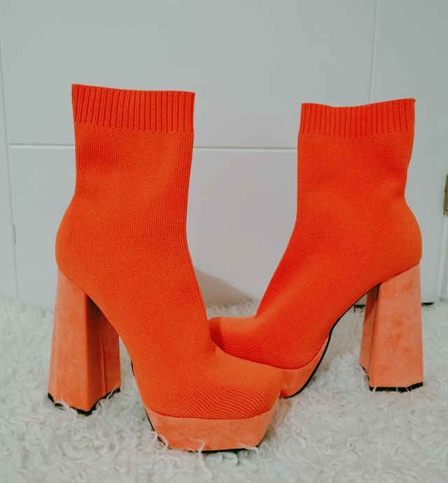 😻Botas de tacón naranjas con plataforma😻
