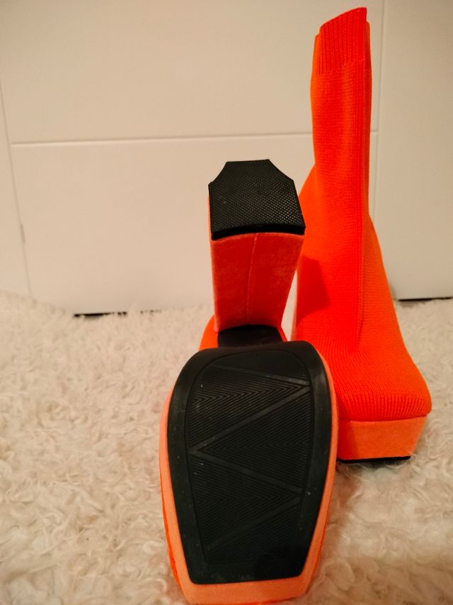 😻Botas de tacón naranjas con plataforma😻