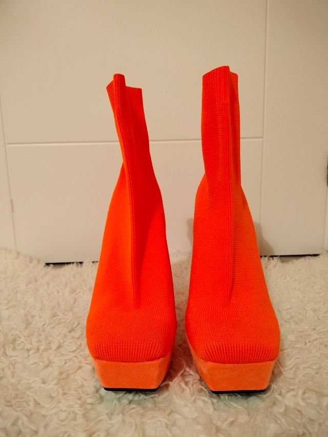 😻Botas de tacón naranjas con plataforma😻