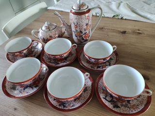 Set 6 tazzine da thè, zuccheriera e teiera
